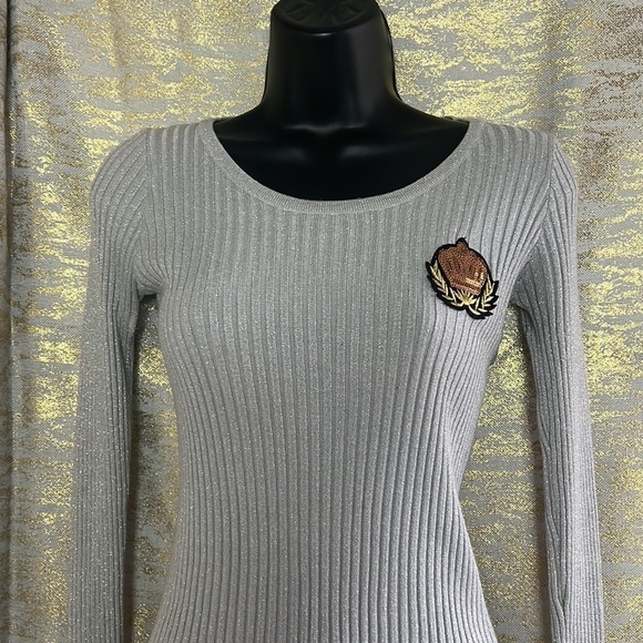 Luxestar Grey Womens Cable Knit Casual Pullover Sweater Size L/XL - Picture 3 of 13